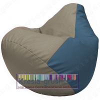 Бескаркасное кресло мешок Груша Г2.3-0203 (светло-серый, синий)